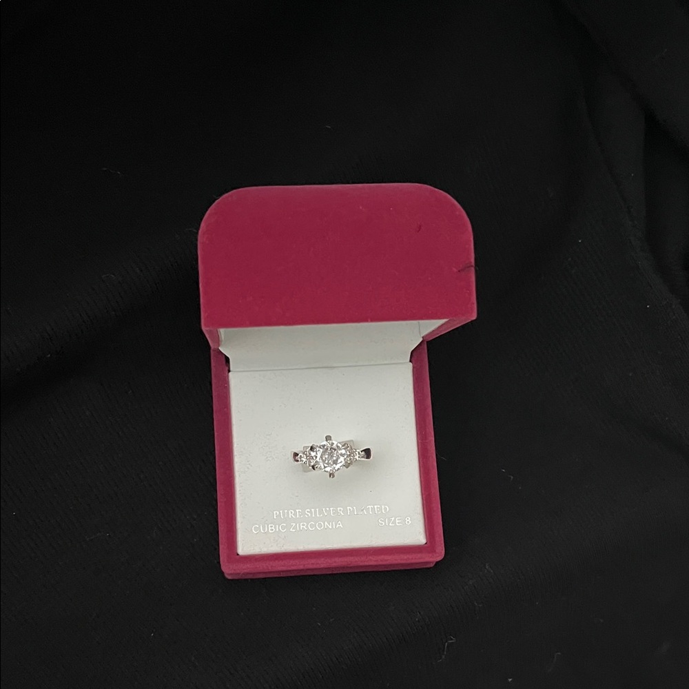 JCPenney Silver Ring with Clear Gemstone
